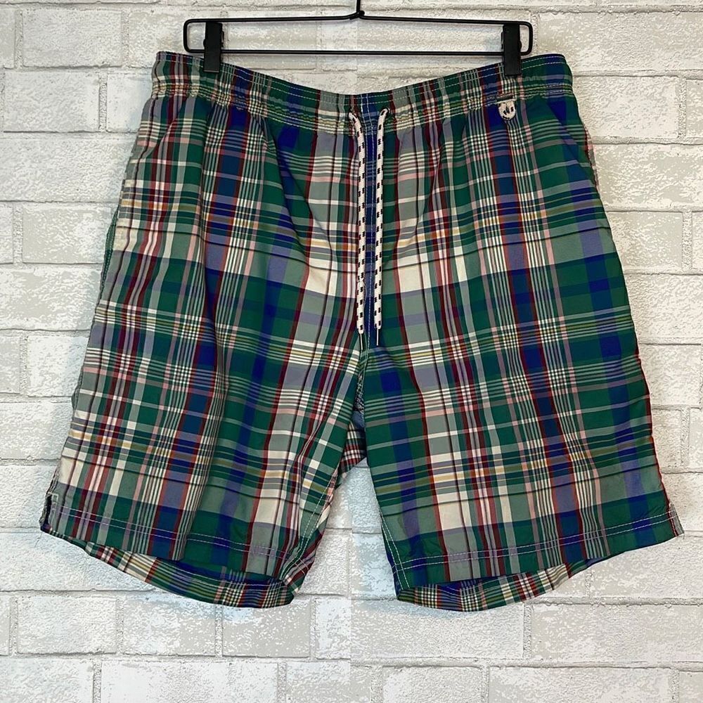 Lands End Men's Madras Plaid Swim Shorts L 36-38